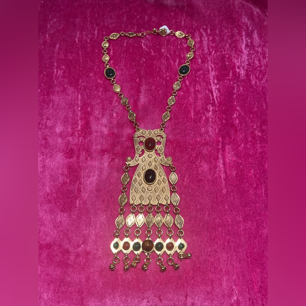 Vintage 60s Accessocraft Nyc Large Ornate Textured Gold Tone Necklace